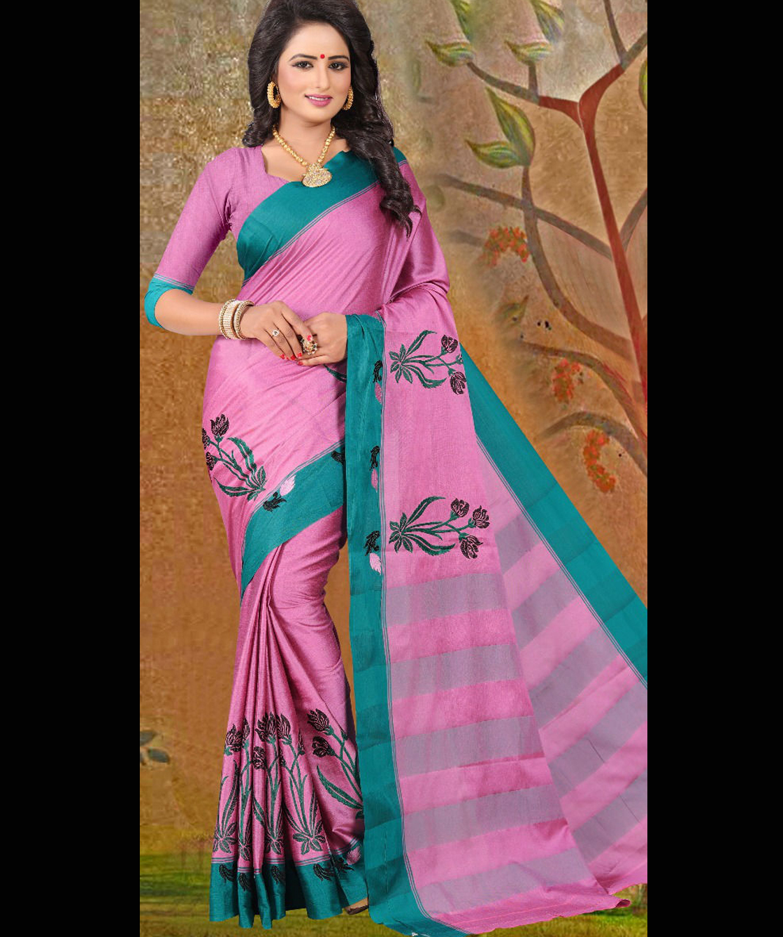Cotton New Designer Embroidered Silk Saree
