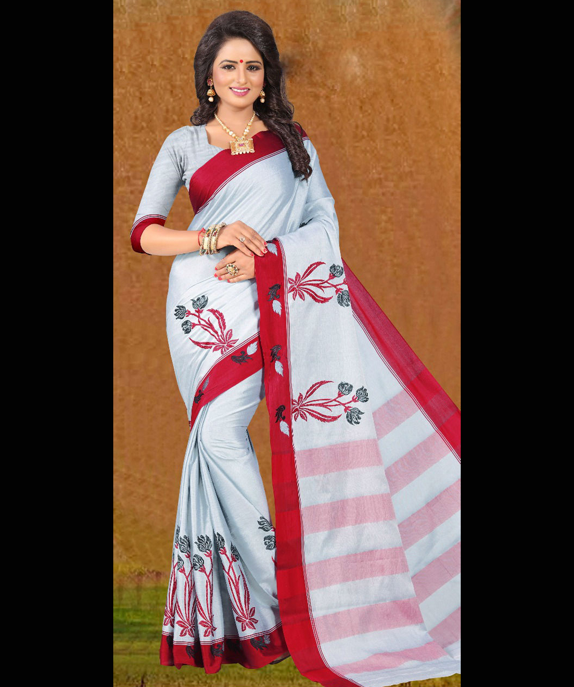 Cotton New Designer Embroidered Silk Saree