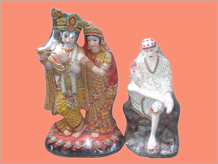 पॉलीस्टोन राधा कृष्ण और साईं बाबा की मूर्तियाँ