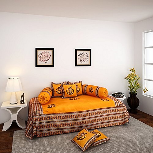 Orange Patch Work Diwan Set Length: 60X90