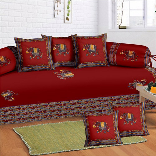 Red Patch Work Diwan Set