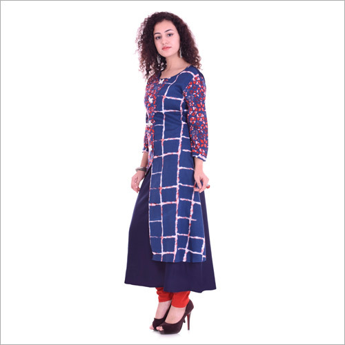 Blue Cotton Sleeve Kurti