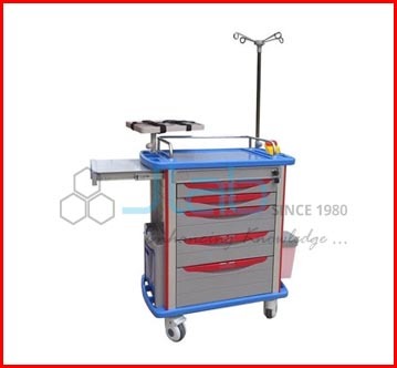 Crash Cart - ABS, Lightweight Aluminum Drawers | Central Locking, Multiple Drawers, Easy Cleaning, 4 x 125mm Swivel Castors, Smooth Mobility