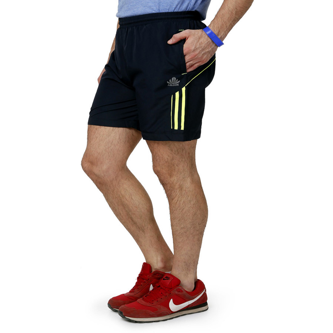 Nevy Green Men's Shorts Polyester, Mid Length, Navy Color