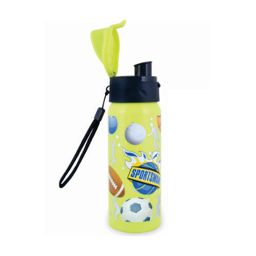 Water Bottle - Plastic, 5-20 Inch Size | Fixed Strap, 100-1000 Ml Capacity, Round Shape