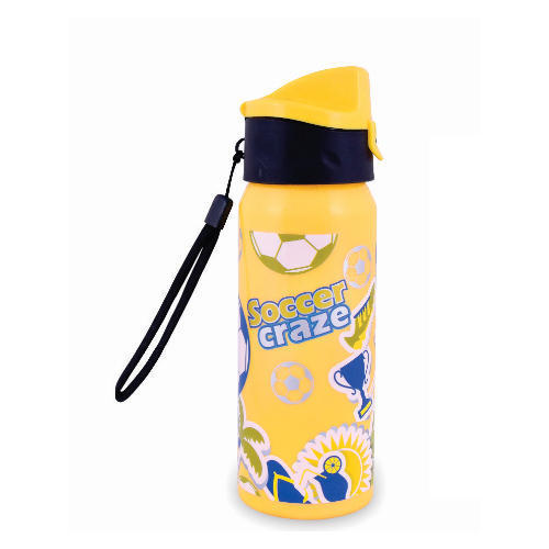 Water Bottle - Plastic, 5-20 Inch Size | Fixed Strap, 100-1000 Ml Capacity, Round Shape