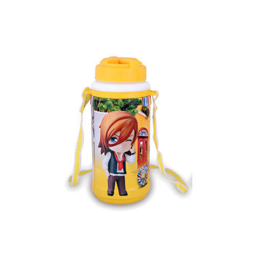 Water Bottle - Pattern Printed, Adjustable Strap | Plastic Material, 100-1000 Ml Capacity, Round Shape, 5-20 Inch Size