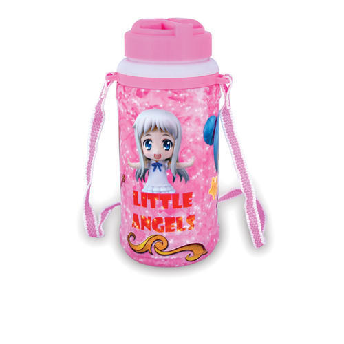 Water Bottle - Pattern Printed, Adjustable Strap | Plastic Material, 100-1000 Ml Capacity, Round Shape, 5-20 Inch Size