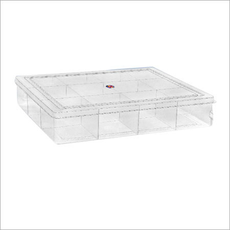 Partition Box - Rigid Plastic, 288x240x53mm, Transparent Color | Lightweight, 12 Compartments, Hygiene Tested