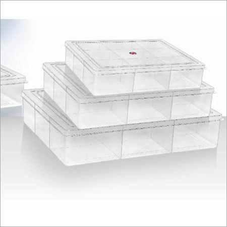 Plastic Partition Box - Rigid Transparent Plastic, Dimensions 288x240x64mm to 288x240x44mm, 9 Compartments for Organized Storage