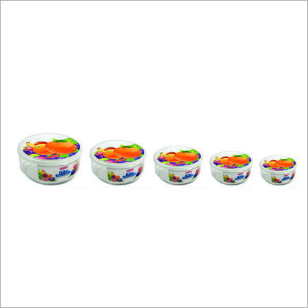 Printed Container - Polypropylene, Set of 5 Sizes, White Round Food Storage | Versatile Kite Fresh Boxes for Meal Prep