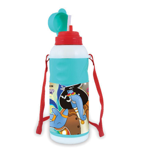 Printed Insulated Bottle - Bpa-free Polypropylene, 100-1000 Ml Capacity, Adjustable Strap, Round Shape, Variegated Designs