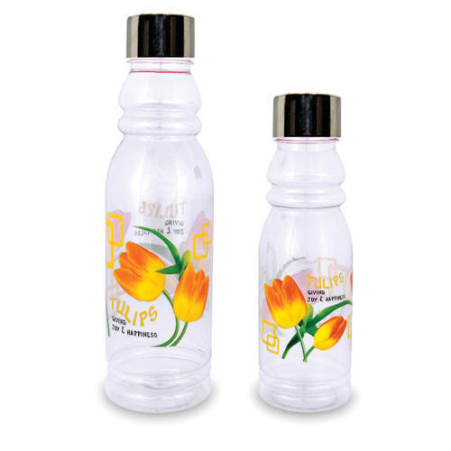 Fridge Bottle - 500ml & 1 Litre Capacity | Transparent Pet Plastic Round Shape Steel Cap Option