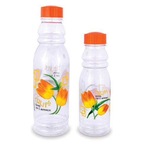 Fridge Bottle - 500ml & 1 Litre Capacity | Transparent Pet Plastic Round Shape Steel Cap Option