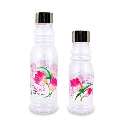 Fridge Bottle - 500ml & 1 Litre Capacity | Transparent Pet Plastic Round Shape Steel Cap Option