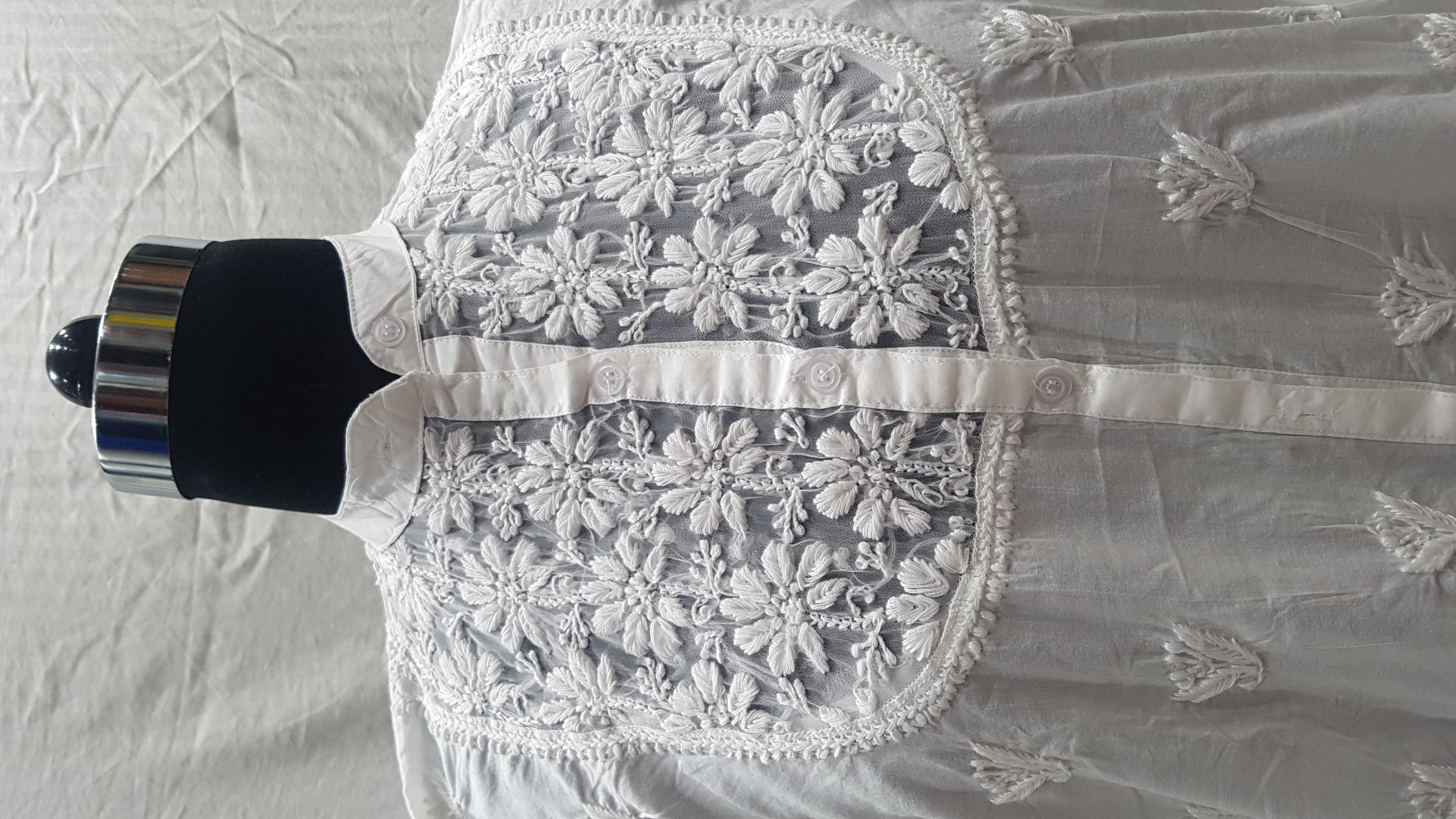 White Ladies Cotton Handmade Kurtis