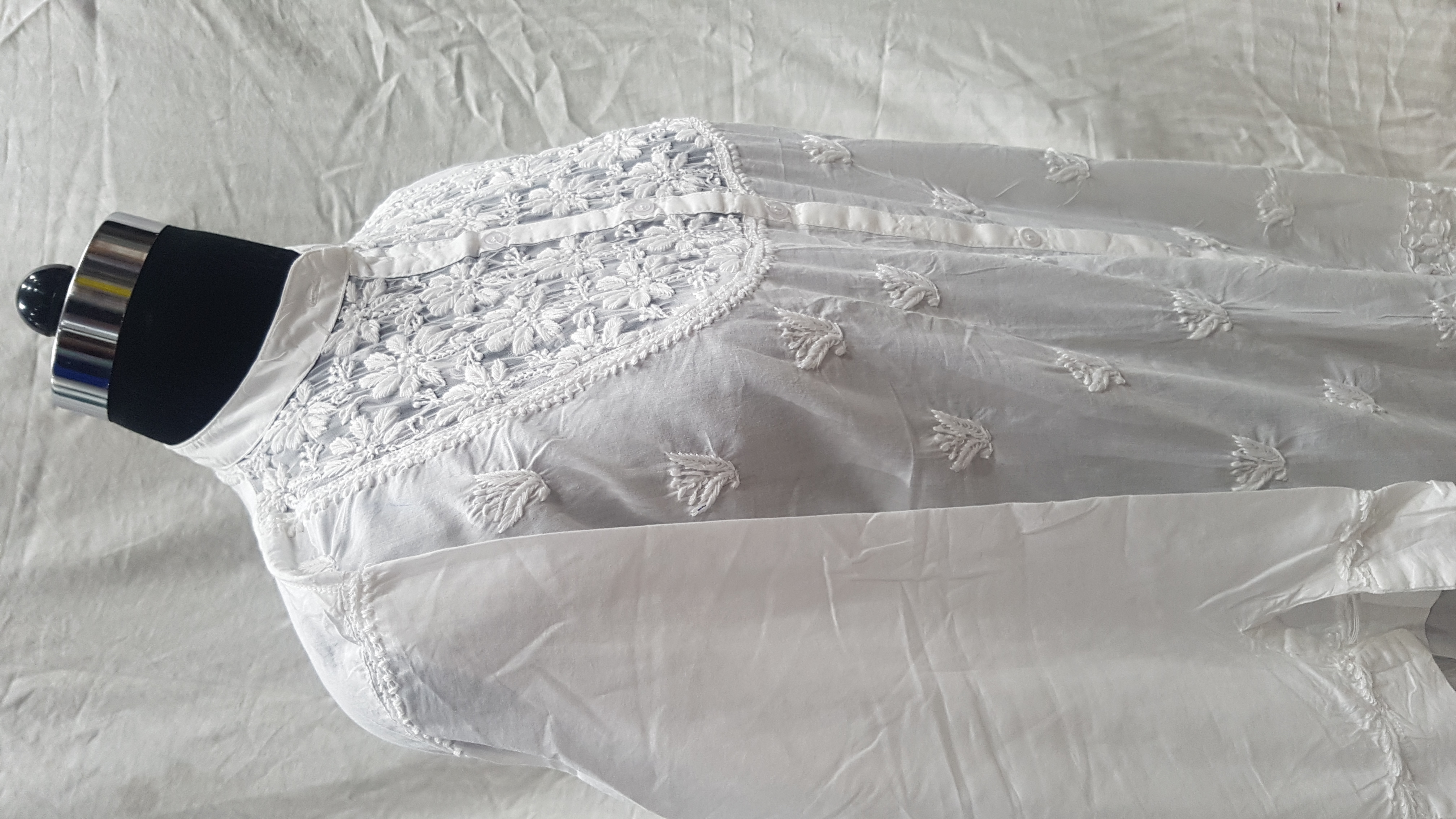 White Ladies Cotton Handmade Kurtis