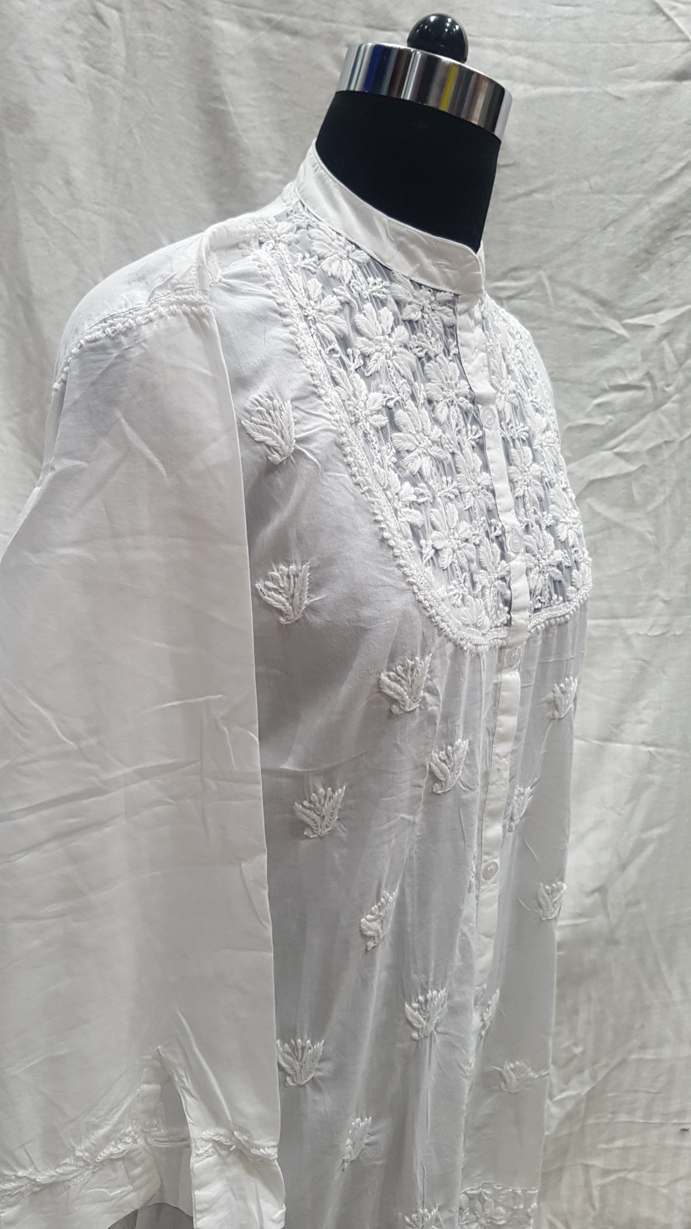 White Ladies Cotton Handmade Kurtis