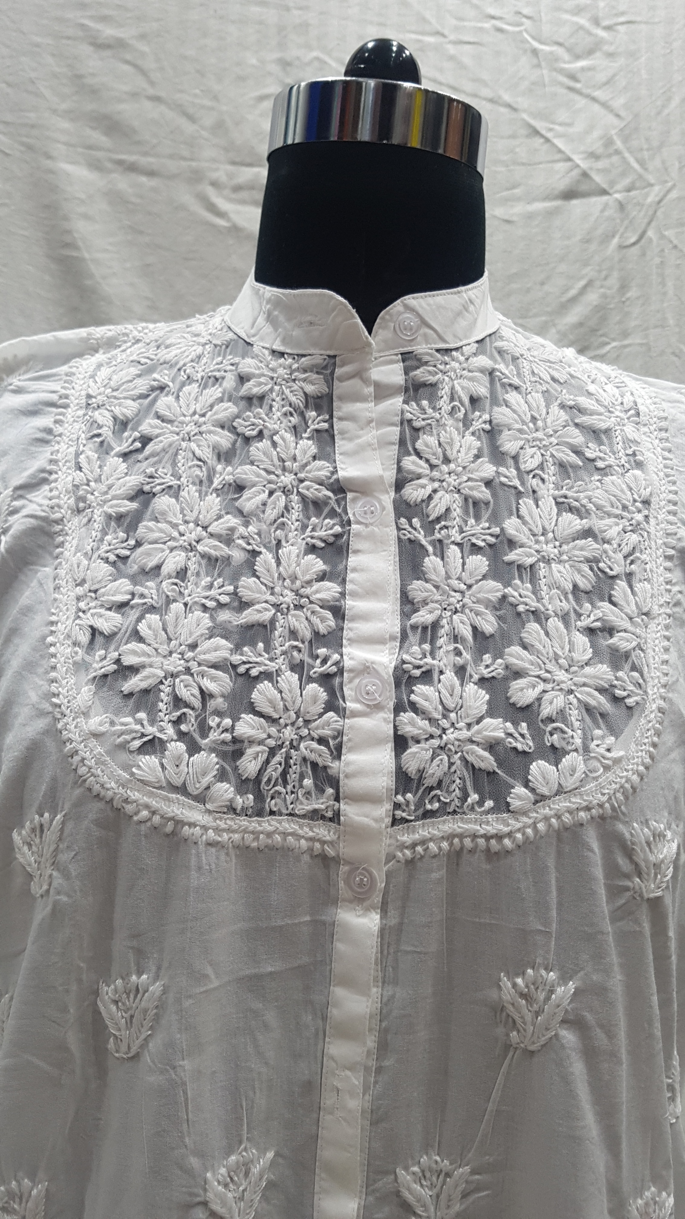 White Ladies Cotton Handmade Kurtis