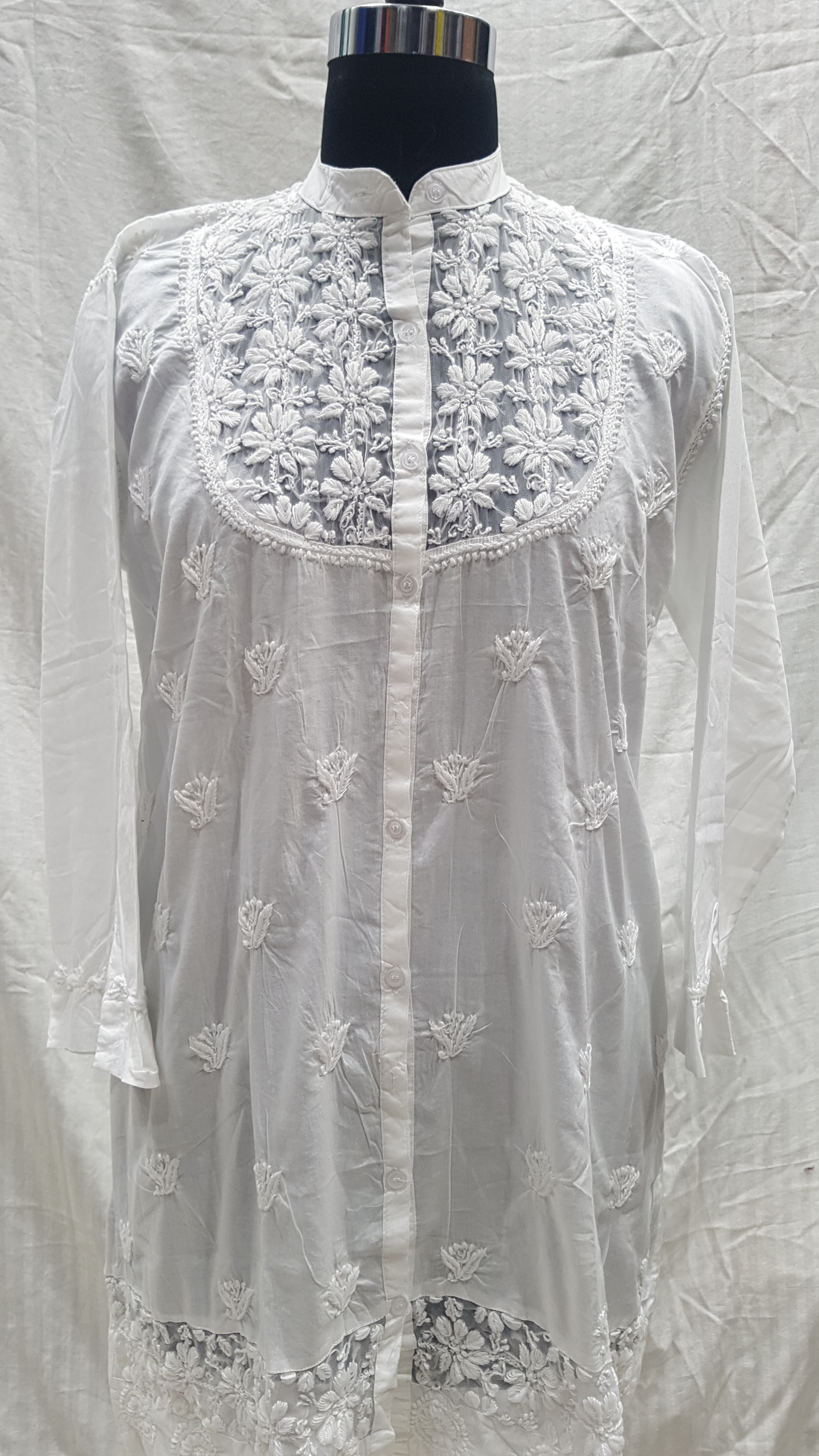 White Ladies Cotton Handmade Kurtis