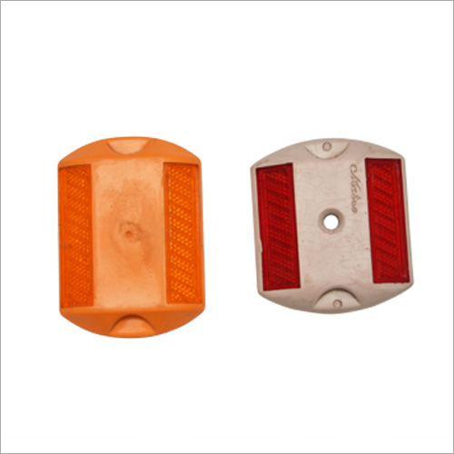 Plastic Road Stud - Weather Resistant Plastic, 100mm x 70mm x 20mm , Orange Color with Retroreflective Glass Beads