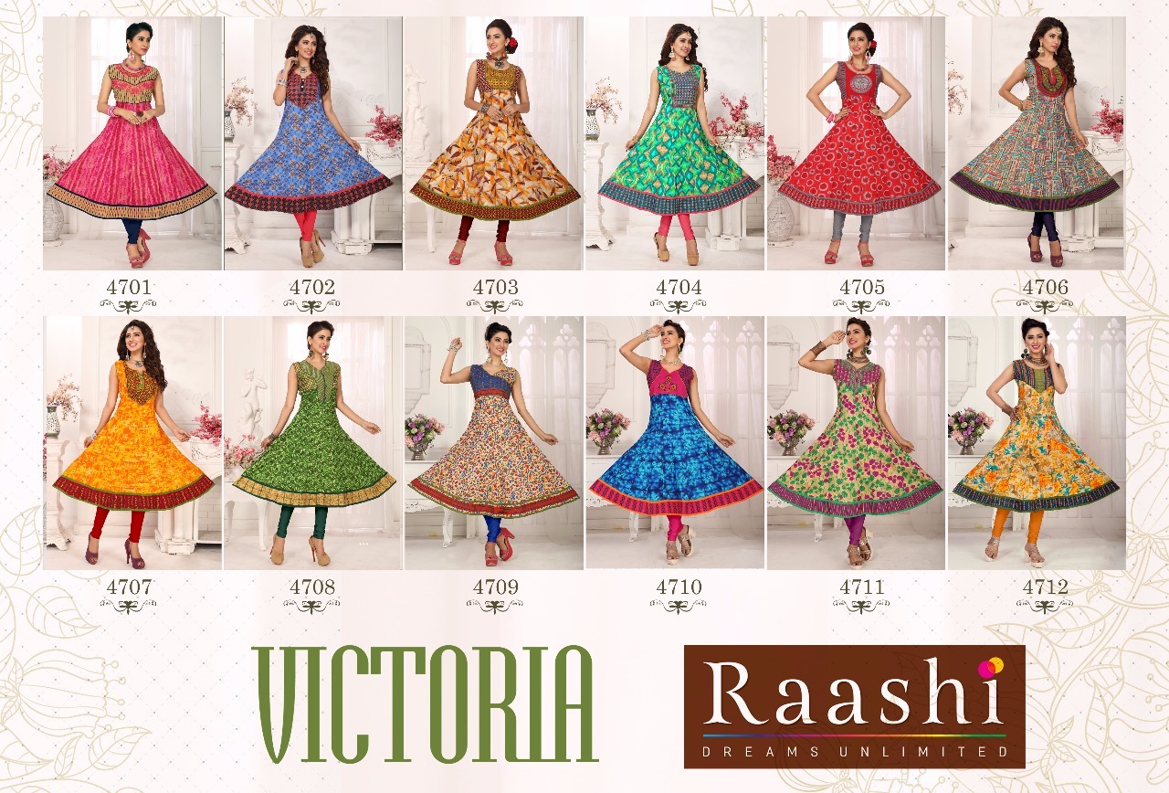 Kurtivictoria - Pure Cotton Printed Anarkali Kurties | Orange And Grey, Sleeveless, Available Sizes: L, Xl, Xxl, 45-inch Flair