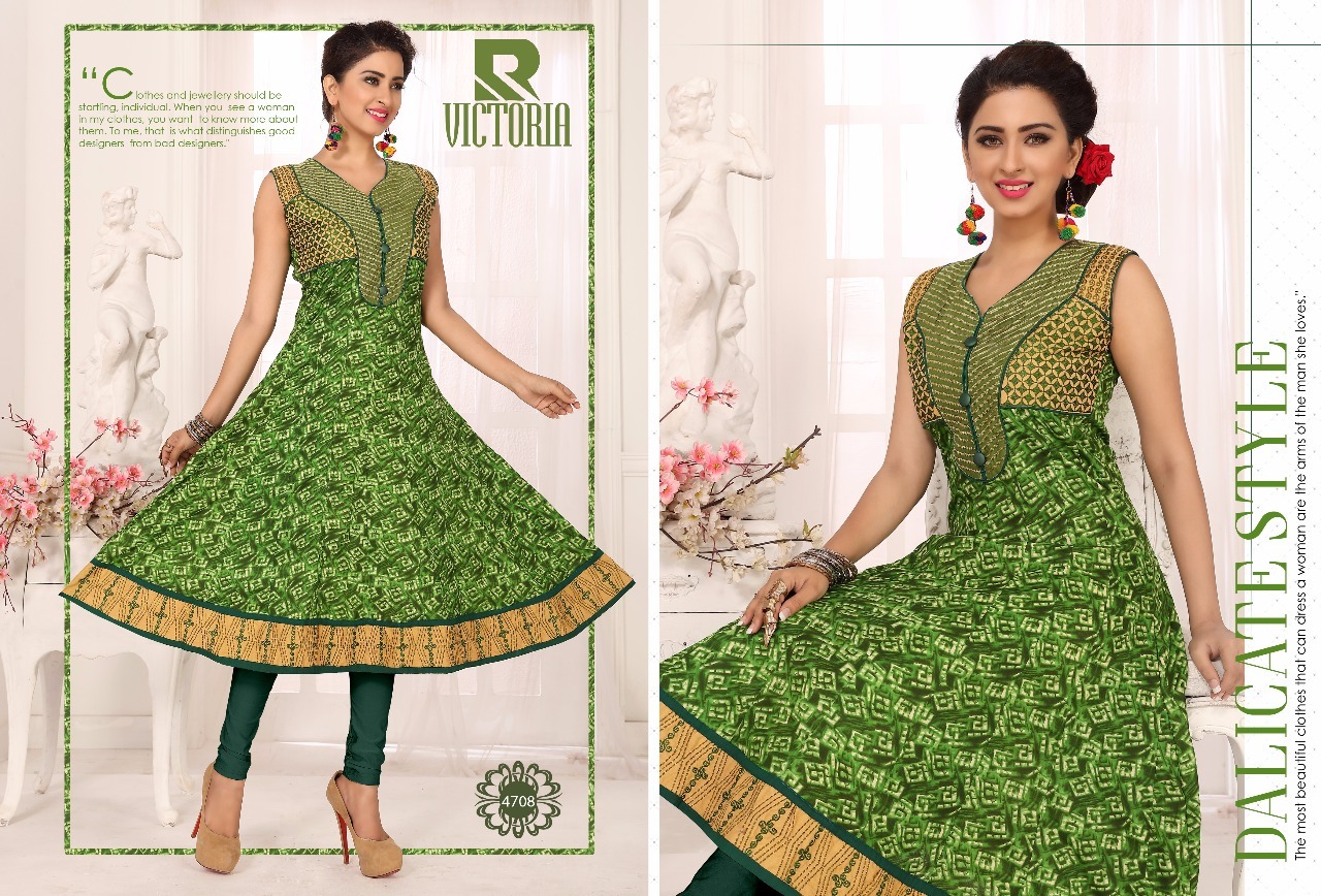 Kurtivictoria - Pure Cotton Printed Anarkali Kurties | Orange And Grey, Sleeveless, Available Sizes: L, Xl, Xxl, 45-inch Flair