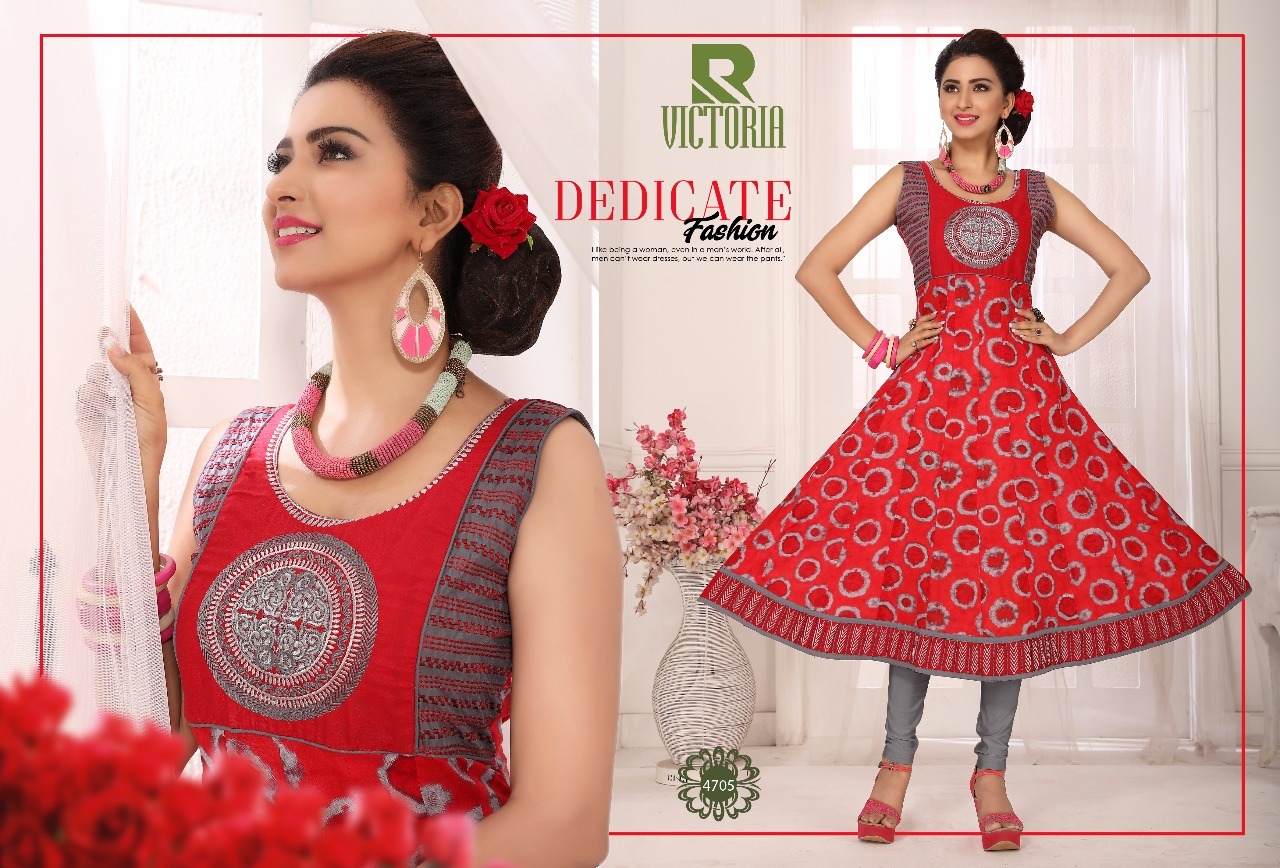 Kurtivictoria - Pure Cotton Printed Anarkali Kurties | Orange And Grey, Sleeveless, Available Sizes: L, Xl, Xxl, 45-inch Flair