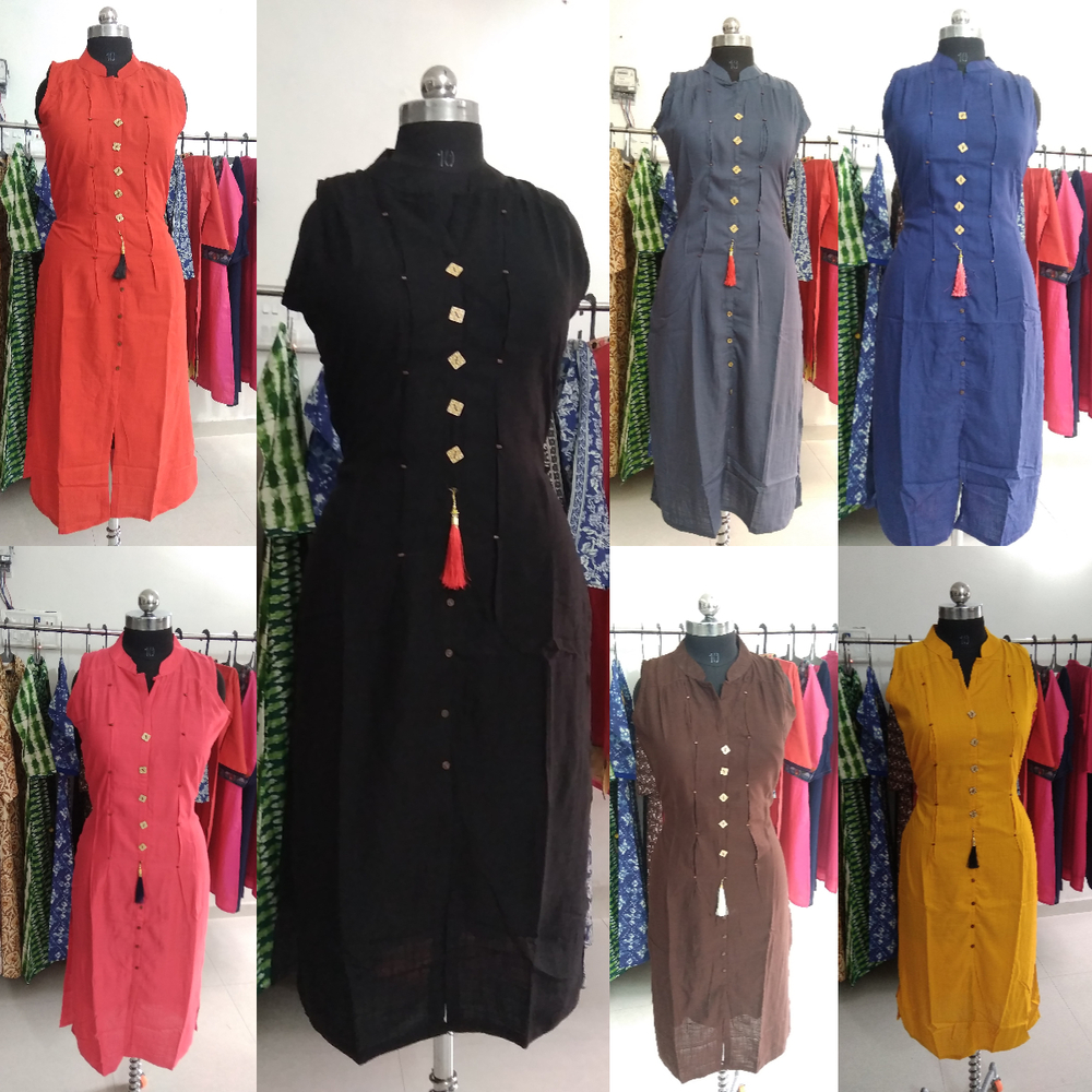 Cotton & Rayon Work Kurti - Regular Free Size 44, Yellow Color, Short Sleeve, Cool Dry & Washable, Perfect for Summer & Winter Casual Wear