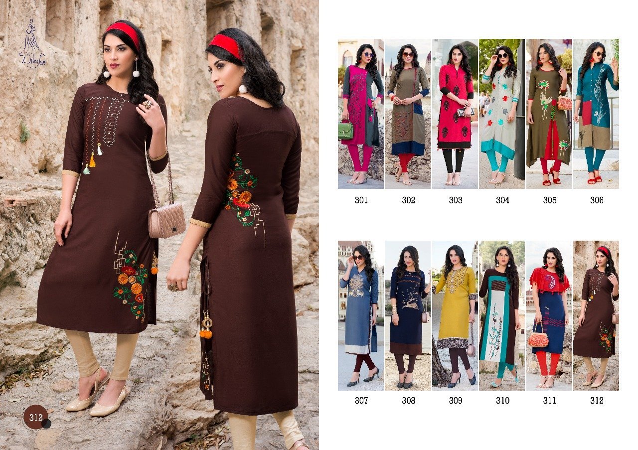 Ladies Fancy Kurti - Rayon Material, Short Sleeve, Customizable Sizes | Red And Blue Printed Design, Washable, Suitable For All Seasons