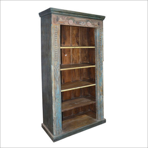 Book Shelf - Solid Wood, 1397x393.7x889 mm , Brown Finish, Polished Design, Foldable with Iron Accents