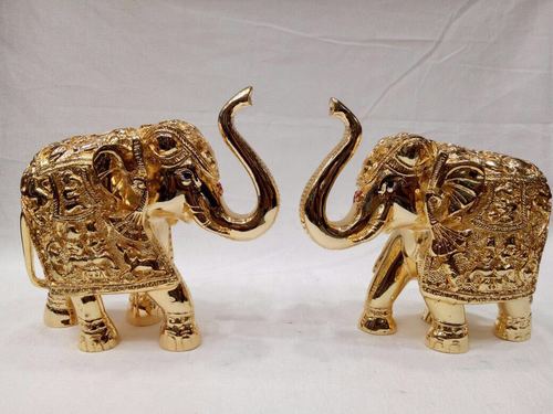 गोल्ड एंड सिल्वर प्लेटेड एलिफेंट स्टेच्यू