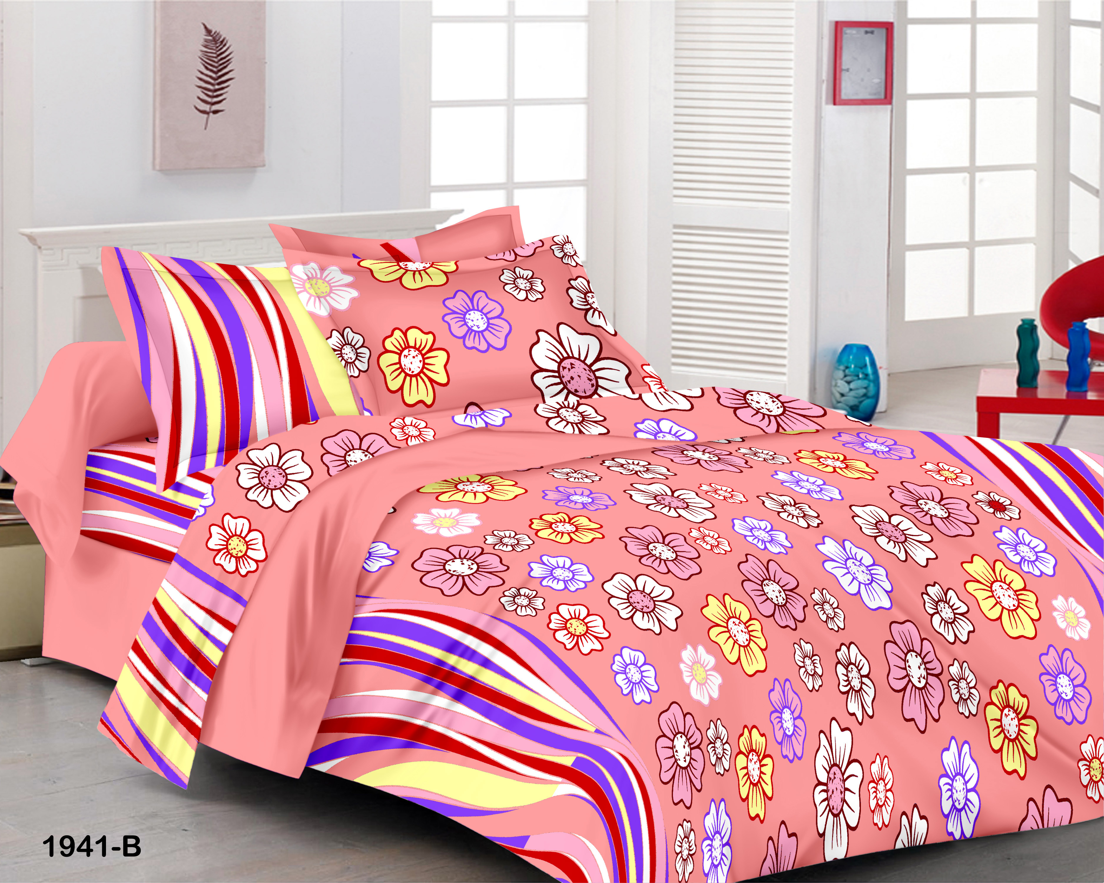 Handloom Bed Sheets - Cotton, Double Size, Pink | Durable Fabric, Soft Comfort, Easy Care, Unique Floral Design, Vibrant Colors