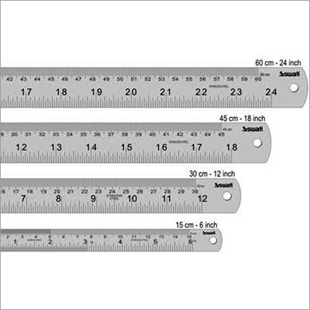 Stainless Steel Scales Ruler - Stainless Steel, Rectangular Design | Reliable Measurement Tool for Students, Smooth Finish, Lightweight