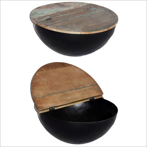 Iron Bowl Table - Cast Iron Design, 30 Inches Diameter | Rustic Aesthetic, Foldable Top, Hollow Storage Space, Outdoor Durability