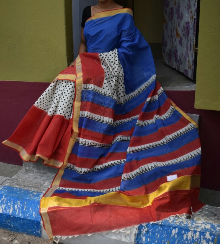 Kerala Cotton Block Print Saree