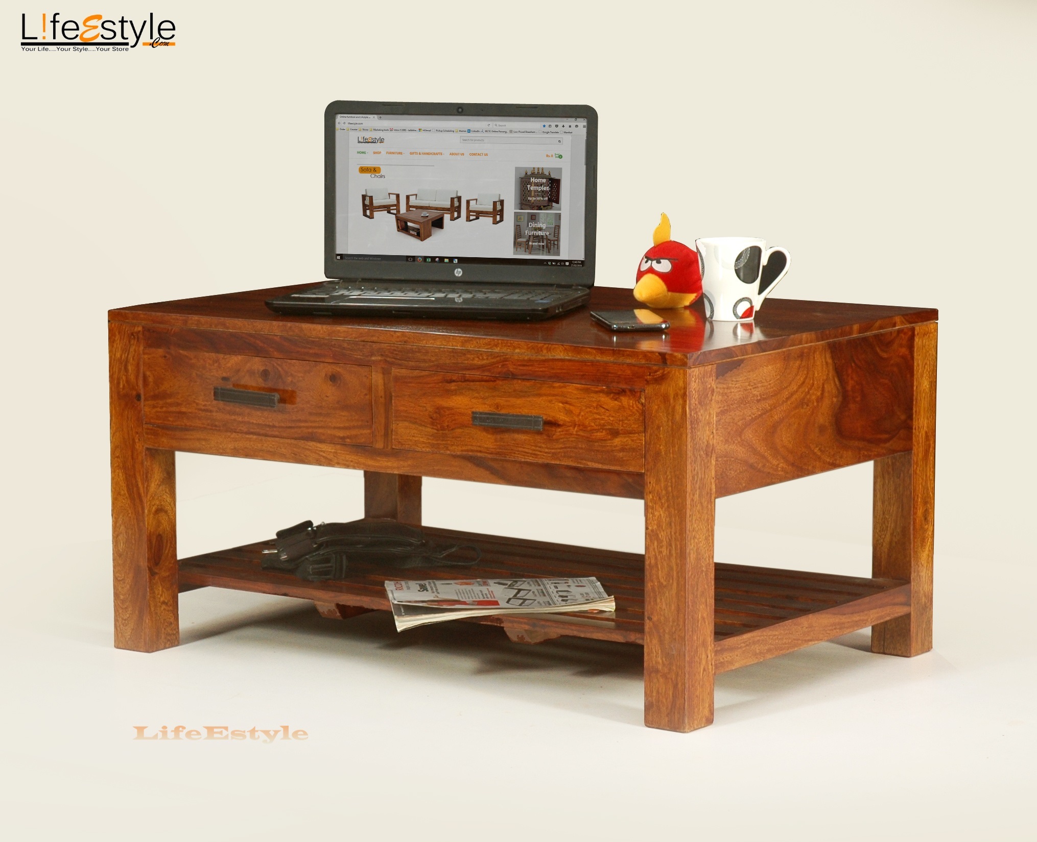 Wood Wooden Coffee Table With Drawer