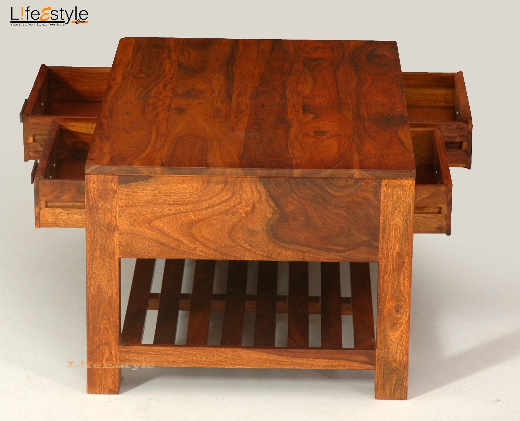 Wood Wooden Coffee Table With Drawer