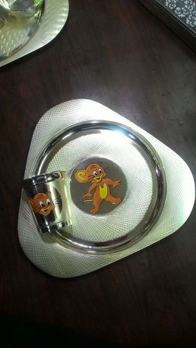 Silver Glasses - 6 Inches, Triangular Shape | Stainless Steel, Polished Finish, Cartoon Design, Weighs 100 Grams