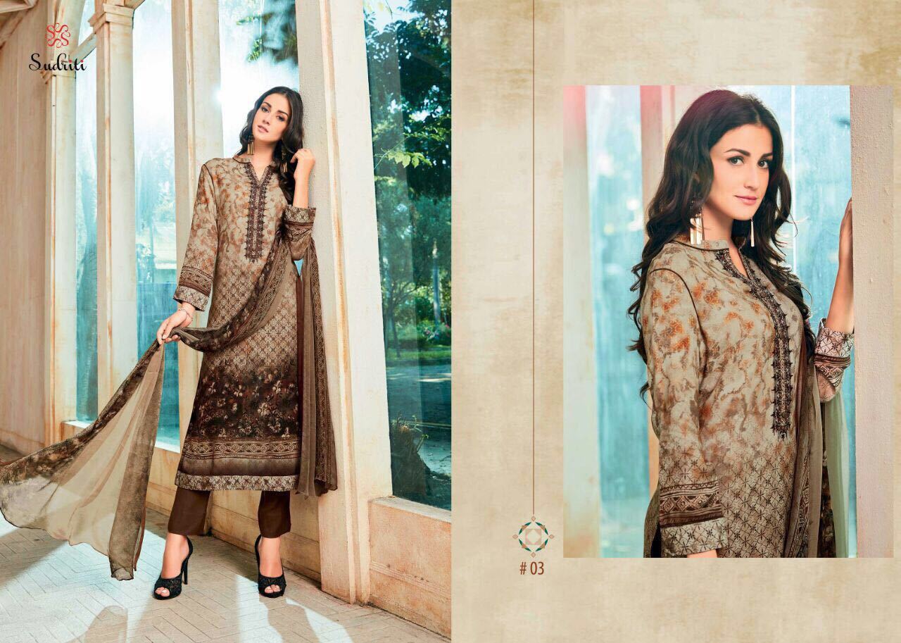 Cotton Satin Comb Printed With Embroidary Salwar Kameez