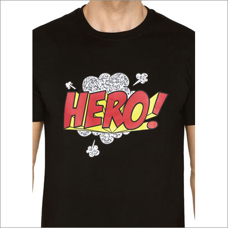 Round Neck T-shirt - Cotton, Slim Fit, Black | Cool Graphics, Comfortable Fit, Durable Fabric, Half Sleeve, Stylish Design