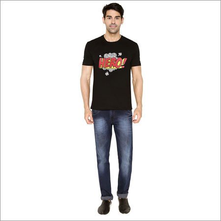 Round Neck T-shirt - Cotton, Slim Fit, Black | Cool Graphics, Comfortable Fit, Durable Fabric, Half Sleeve, Stylish Design