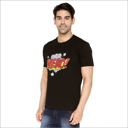 Round Neck T-shirt - Cotton, Slim Fit, Black | Cool Graphics, Comfortable Fit, Durable Fabric, Half Sleeve, Stylish Design