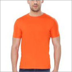 Orange Plain Round Neck T-shirt