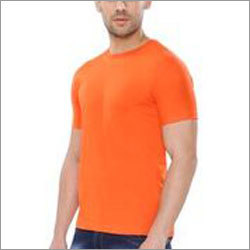 Orange Plain Round Neck T-shirt