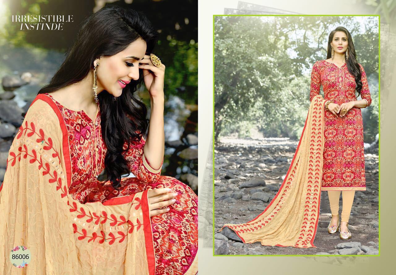 Satin Printed Unstitched Dress Materials