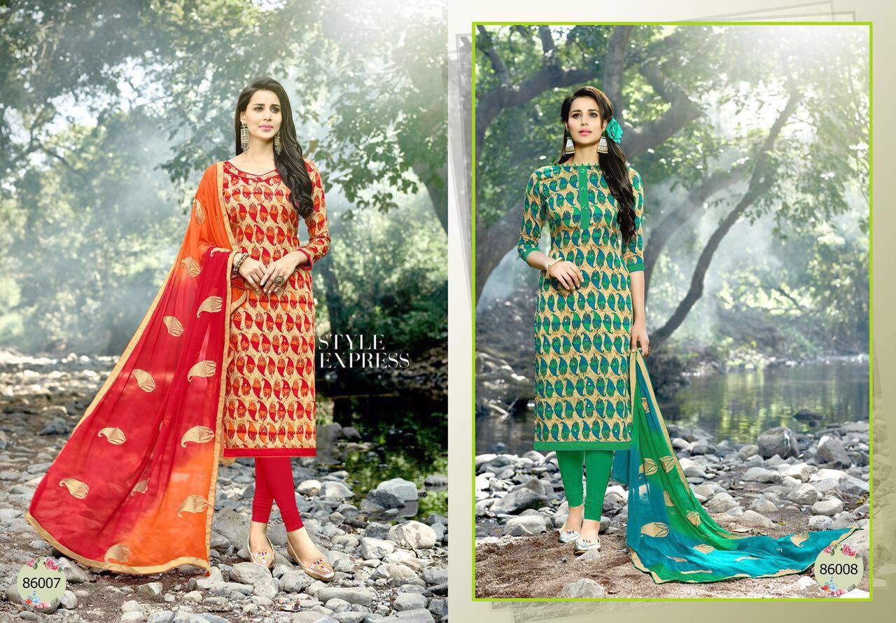 Satin Printed Unstitched Dress Materials