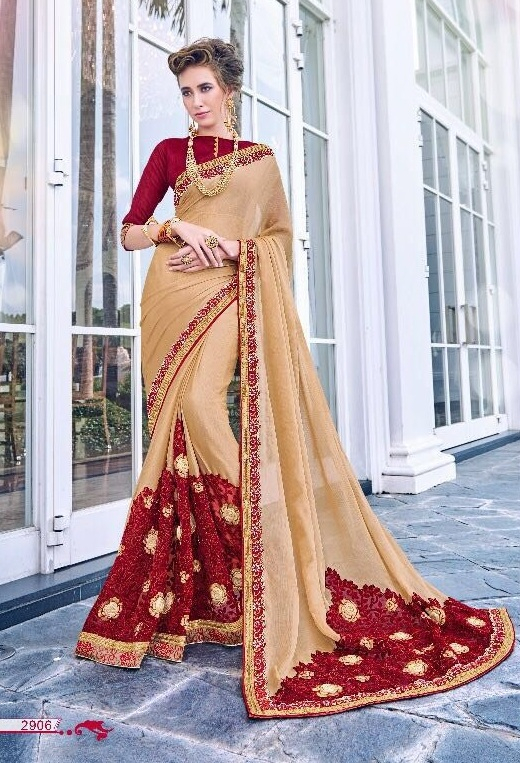 Blue Embroidered Saree