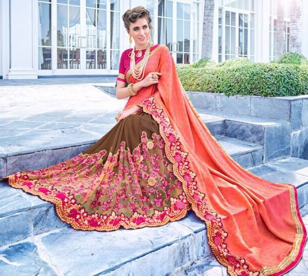 Blue Embroidered Saree