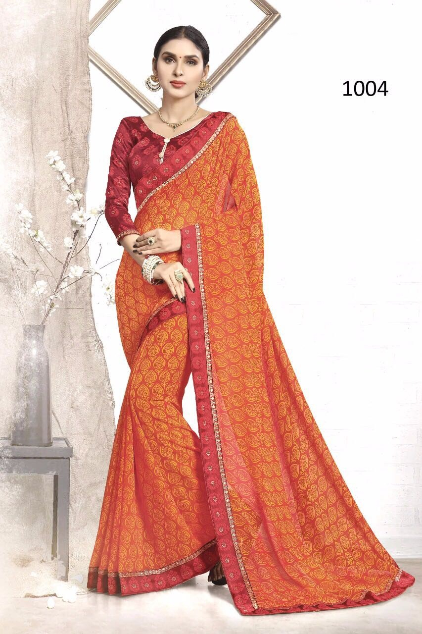 Yellow Printed Ladies Saree